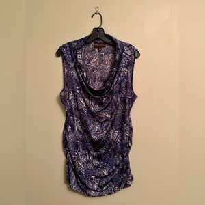 EUC Dana Buchman sleeveless cowl neck paisley top.